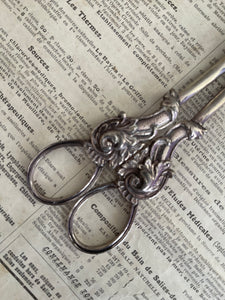 Antique French Silver Table Scissors.