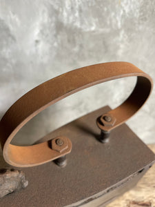 Antique Rustic Coal Iron With Unusual Rusty Handle & Decorative Sides.