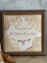 Load image into Gallery viewer, Vintage Framed &amp; Stitched Doily With Antique Buttons.