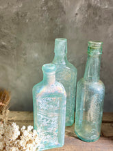 Load image into Gallery viewer, Antique Aqua Large Bottles - Assorted Set Of 3.