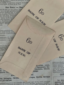 Bank of NSW Saving Envelopes With Vintage Peg - Set of 3