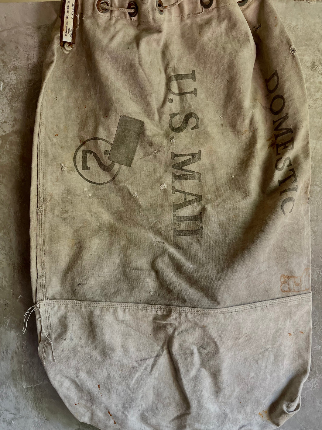 Vintage US Large Canvas Mail Sorting Bag With Original Clasp.