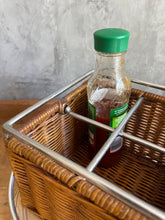 Load image into Gallery viewer, Vintage Woven Cane Condiment Holder With Steel Detail.