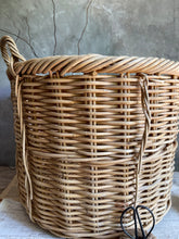 Load image into Gallery viewer, Vintage Round Farmhouse Wicker Firewood Basket.