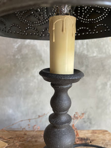 Vintage Repurposed Cast Iron Candle Stick Lamp.