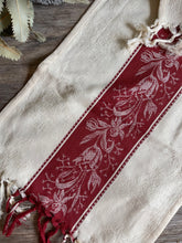Load image into Gallery viewer, Cream Embossed Table Runners Jacquard Tulip Design - Alice’s Cottage Maryland USA