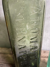 Load image into Gallery viewer, Antique Large Schnapps &amp; Soft Green Soda Bottle.