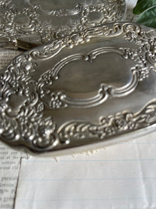 Antique Victorian Silver Plate Vanity Set of 3.