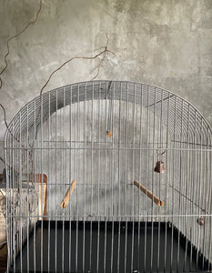 Vintage Farmhouse Metal & Wire Work Bird Cage - Circa 1950.