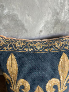 Vintage Fleur de Lis Pattern Tapestry Cushion - Versailles France.