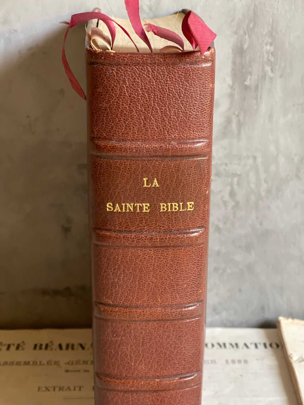 Antique French Leather Bound Bible - La Sainte Bible.