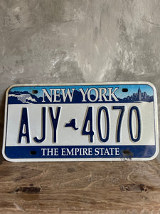 Vintage Original New York Number Plate - Empire State AJY 4070