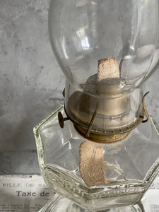 Antique Cut Glass Oil Lantern Brass Centre - Circa 1900.