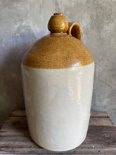 Load image into Gallery viewer, Vintage Two Toned Stoneware Demijohn With Cork Lid.