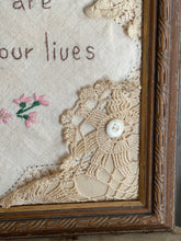 Load image into Gallery viewer, Vintage Framed &amp; Stitched Doily With Antique Buttons.