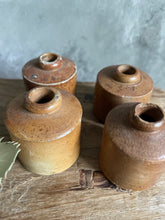 Load image into Gallery viewer, Antique Stoneware Penny Inkwells Set Of 4.
