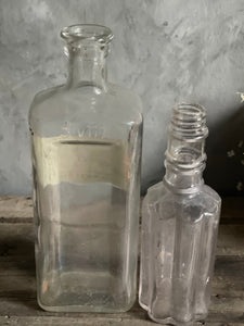 Antique Bottles Peroxide of Hydrogen & Pleated Long Neck.