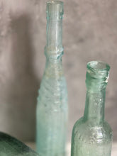 Load image into Gallery viewer, Antique Green Bottles Set 0f 3.