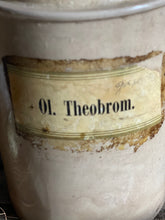 Load image into Gallery viewer, Ironstone Lidded OL Theobromæ Pharmacy Cannister - Large Size Circa 1880.