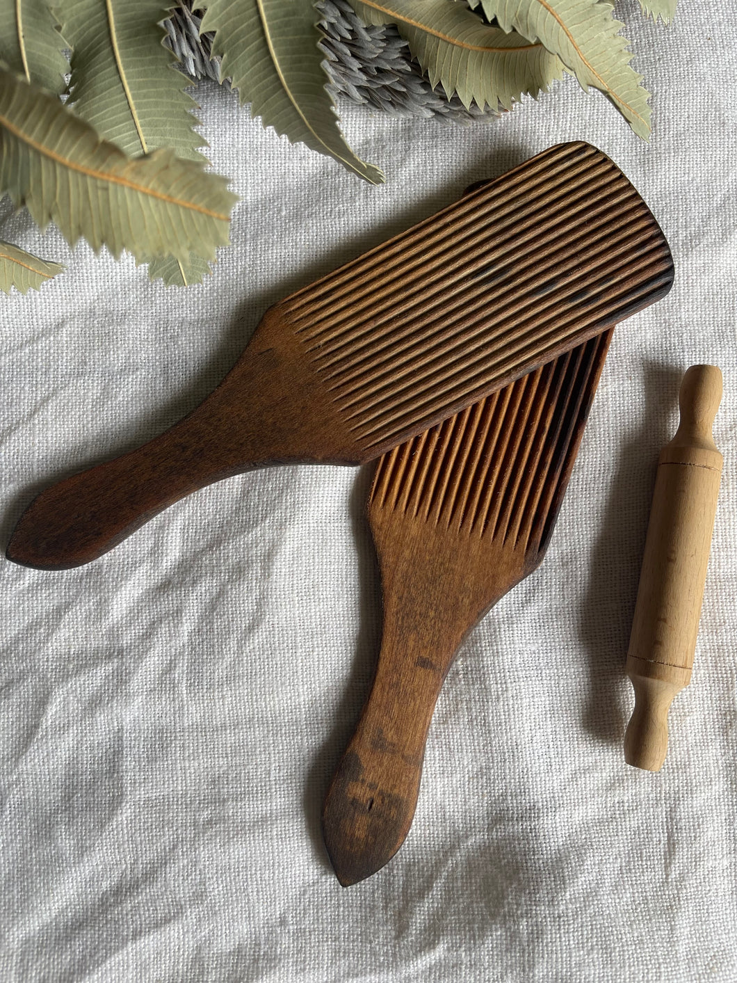 Antique Pair Of Butter Pats & Mini Rolling Pin.