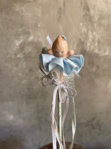 Vintage Porcelain Kewpie Doll Ballerina on Ribbon Stick - Artisan Piece.