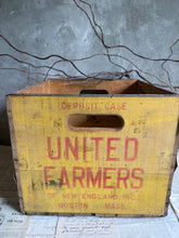 Load image into Gallery viewer, Vintage United Farmers Rustic Milk Crate - Circa 1960 Boston USA.