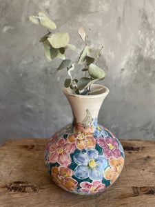 Handpainted Pottery Bud Vase by Dorothy Coffill Artist.