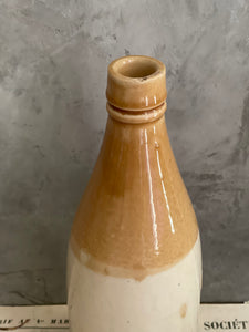 Antique Stoneware Lager Bottle Large - Two Toned Salt Glaze.