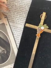 Load image into Gallery viewer, Vintage Brass Crucifix In Velvet Pouch.