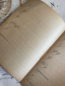 Antique French Cursive Writing Book.