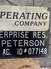 Load image into Gallery viewer, Vintage Metal Electric Company Sign T.M Peterson - Circa 1950
