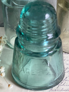 Vintage Glass Insulators Aqua Colourway - Set of 3.