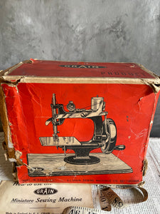 Vintage GRAIN Sewing Machine With Original Box - Circa 1930 Nottingham UK.