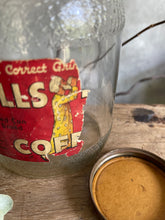 Load image into Gallery viewer, Hills Bros. Large Coffee Jar With Partial Label &amp; Lid - Circa 1950.