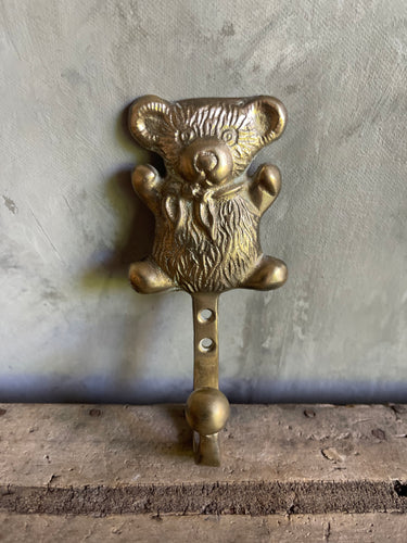 Vintage Brass Teddy Bear Child’s Bedroom Hook.
